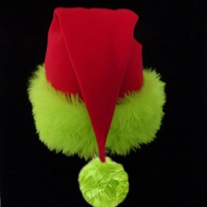 Bonnet de Noël classique en peluche rouge et vert pour les fêtes et les décorations