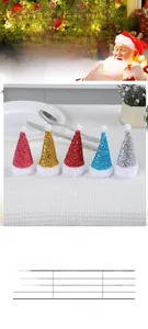 Detailed view of sparkly sequin mini Christmas hats for cutlery decoration in 5 colors