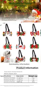 Detailed view of adjustable Christmas pet bowties with bells and holiday patterns