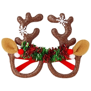 Lunettes de Noël pailletées avec bois de renne, flocons et rubans pour fêtes festives