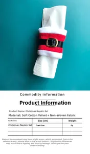 Spécifications de taille pour le rond de serviette de Noël en peluche rouge avec boucle