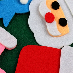 Macro detail of high-quality felt Christmas tree ornaments with fiber texture