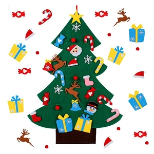 DIY felt Christmas tree set for kids with colorful ornaments and festive decorations