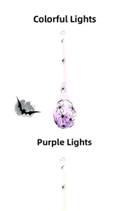 Hanging spider web eggs with multicolor and purple light options for Halloween party