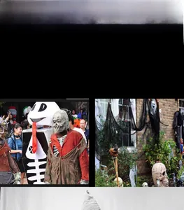 Detailansicht des zerlumpten Halloween-Umhangs und der gruseligen Requisiten für Cosplay
