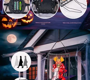 Macro detail of the AA battery compartment and sensor setup for the Halloween hanging ghost