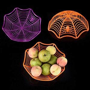 Halloween Panier À Bonbons Toile D'araignée Bol À Fruits En Plastique Plateaux Décoratifs Avec Accent D'araignée
