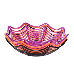 Paniers d'Halloween en forme de toile d'araignée orange, violet et noir pour fête créative