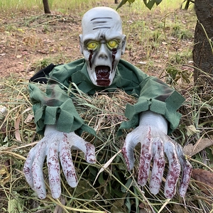 Halloween Electric Crawling Zombie Prop With LED Glowing Eyes Scary Haunted House Yard Outdoor Party Horror Decoration