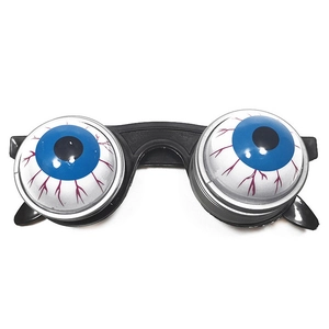 Funny Halloween spring glasses with bulging blue eyes and red bloodshot veins detailing