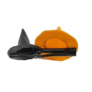 Set de pinces à cheveux chapeau de sorcière Halloween noir et orange pour costume festif