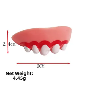 Halloween funny dog teeth fake denture toy with 6cm x 2.4cm size and 4.45g net weight