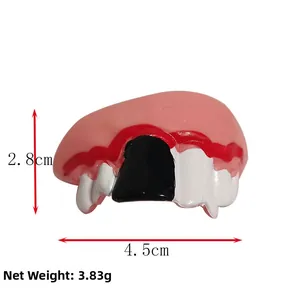 Detail view of funny Halloween dog dentures with dimensions 4.5cm width and 2.8cm height