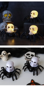 Detail of Halloween LED spider skull light showing illuminated and non-lit state features