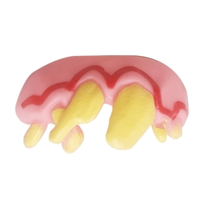 Halloween dog dentures with pink gums and yellowing rotten teeth for prank costumes