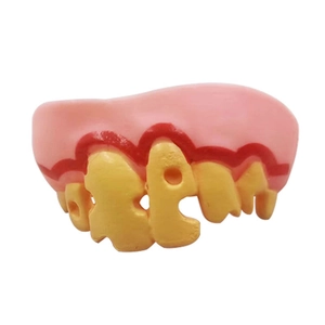 Funny Halloween dog dentures with gold 'OPEN' lettering for pet cosplay accessories