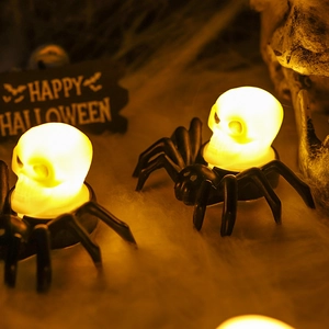 Halloween spider skeleton LED candle light with warm yellow glow for party decoration