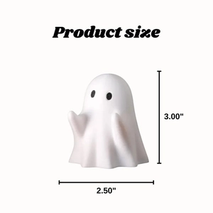 Cute white resin ghost desktop ornament with Halloween theme, size 3.00x2.50 inches