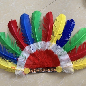 Coiffe à plumes colorée de style indien pour cosplay d'Halloween et décor de fête
