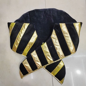 Egyptian Pharaoh hat with black and gold stripes and snake detail for costume parties