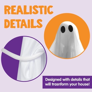 Ghost decoration with bendable foam support and translucent fabric for Halloween