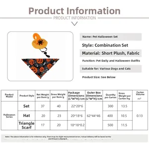 Set d'Halloween pour animaux avec chapeau de sorcière orange et bandana citrouille