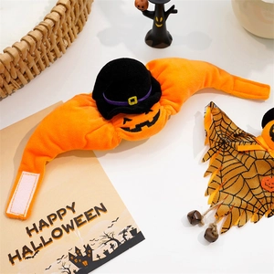 Halloween pumpkin pet hat and cloak set with wizard hat and spider web pattern for cats and dogs