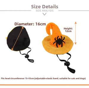Tableau des tailles pour chapeau d'araignée d'Halloween avec sangle ajustable