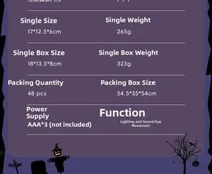 Detailed dimensions and battery specs for animated Halloween spider doorbell with sound