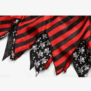 Costume de pirate des Caraïbes pour filles avec jupe rayée rouge et motif de crâne Halloween