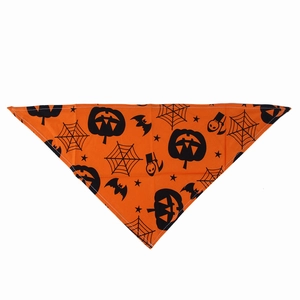 Bandana d'Halloween pour animaux avec motifs citrouilles, chauves-souris et toiles d'araignées