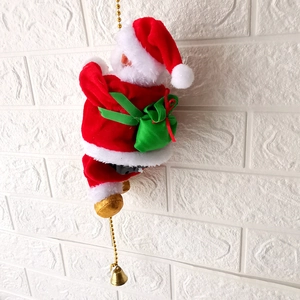 Père Noël Électrique Grimpant Sur Chaîne De Perles Or Ornement Musical Arbre De Noël Jouet Décoration De Fête Pour Enfants