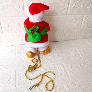 Père Noël électrique grimpant sur une chaîne dorée avec un sac cadeau pour décoration