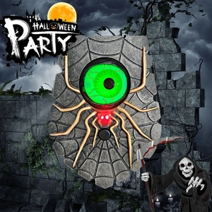 Halloween Animated Spider Eyeball Doorbell Glowing Talking Eye Haunted House Decor Scary Sound Motion Door Bell Prop