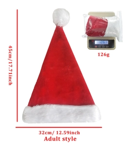 Detailed dimensions and weight measurement of the LED plush Christmas hat for adults