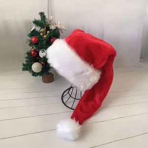 Extra Long Plush Christmas Hat Santa Hat For Adult Multicolor Faux Fur Xmas Party Holiday Costume Decoration Polyester Hat