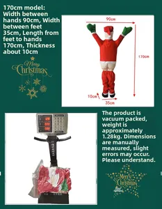 Detailed size and weight specs for a 170cm hanging Santa climbing decoration