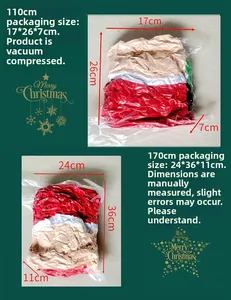 Vacuum sealed packaging detail for 110cm and 170cm plush climbing Santa Christmas decor