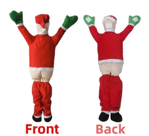 Front and back views of Santa Claus climbing wall decoration showing velvet fabric details