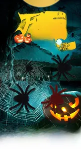 Detailed view of realistic flocked Halloween spiders in black and dark red textures