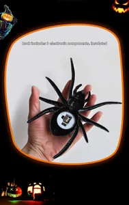 Detail of Halloween spider decoration back showing battery compartment with button cells