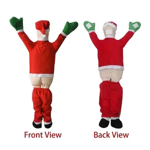 Front and back view of a funny Santa Claus carrying costume in classic red and green colors