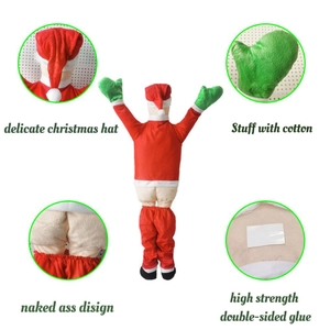 Climbing Santa Claus plush wall decoration with funny naked ass design and adhesive