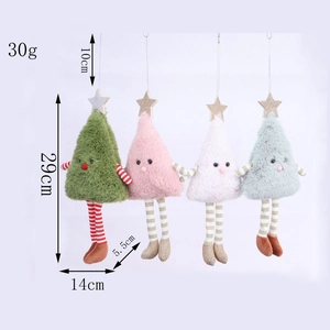 Detailed size specifications for soft plush Christmas tree figurines with stripe legs
