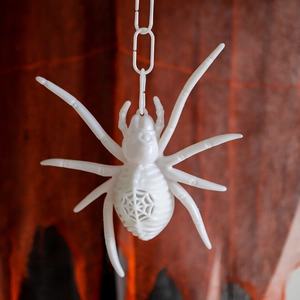 Luminous white Halloween spider pendant with hanging chain for holiday party decorations