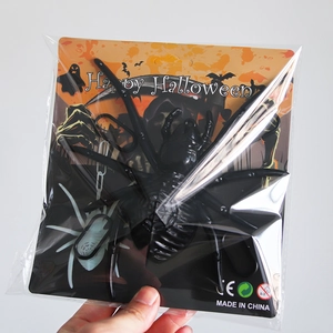 Luminous Halloween plastic spider hanging decoration with LED lights and festive packaging