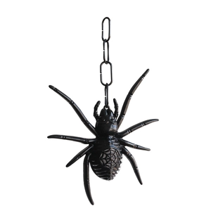 Halloween glowing spider pendant with black web texture and metal chain for party decor