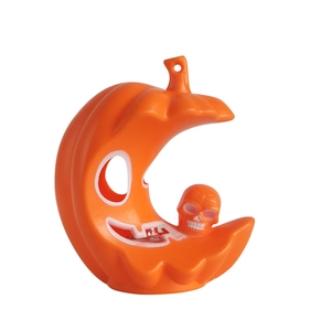 Halloween orange pumpkin moon LED light featuring skull motif for spooky home decoration