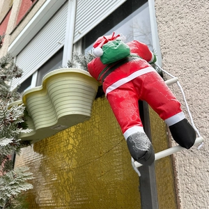 Père Noël sur échelle de corde pour décoration extérieure de fenêtre ou balcon de Noël