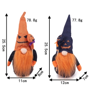 Dimensions détaillées et poids des nains d'Halloween avec barbe orange et chapeau citrouille